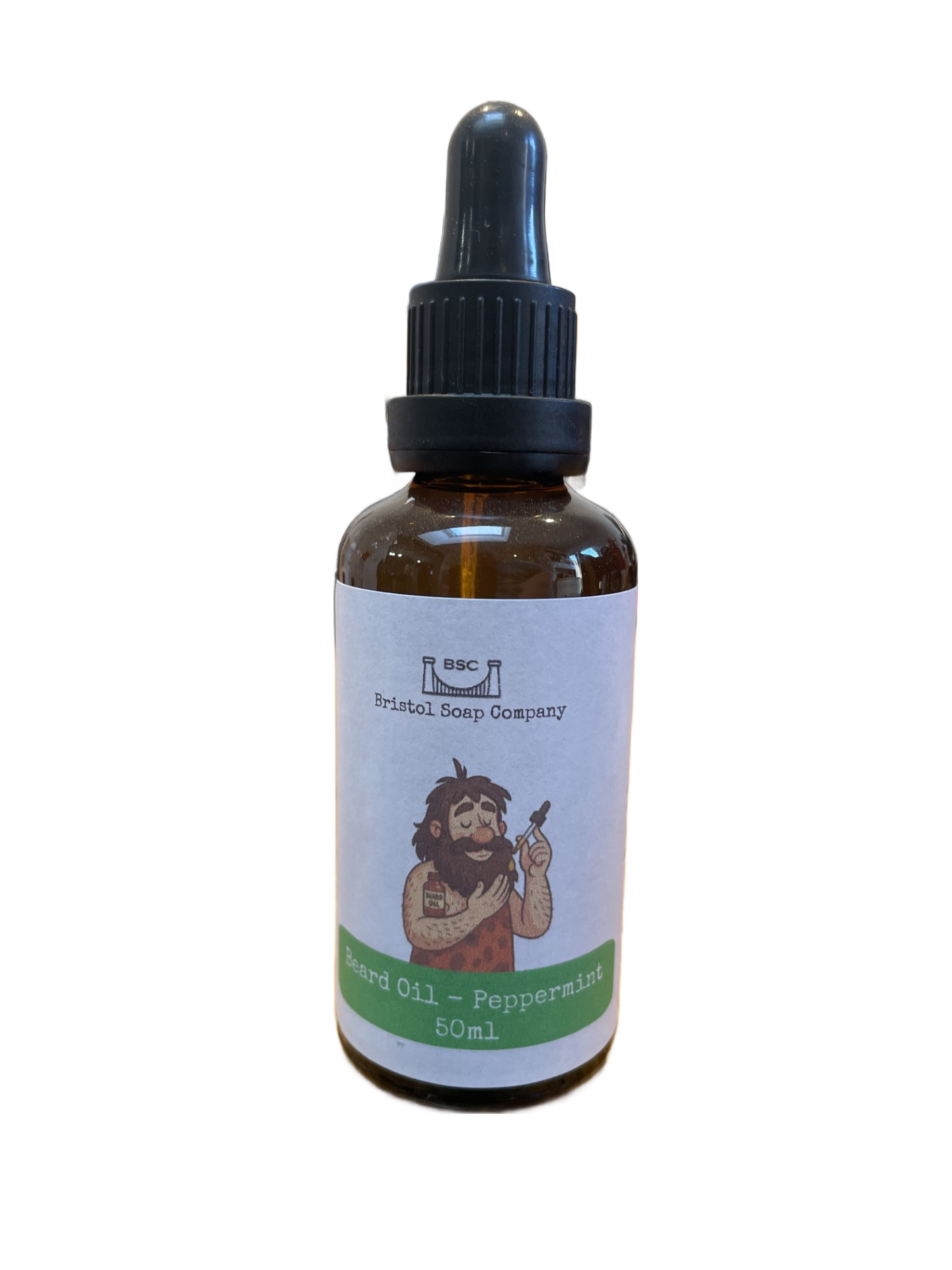 Original Bristol Soap Company Peppermint Beard Oil, 50ml amber bottle with black dropper