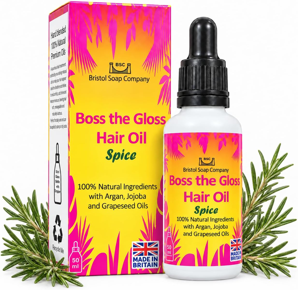 Boss the Gloss Hair Oil · Spice — original Bristol Soap Company product photograph