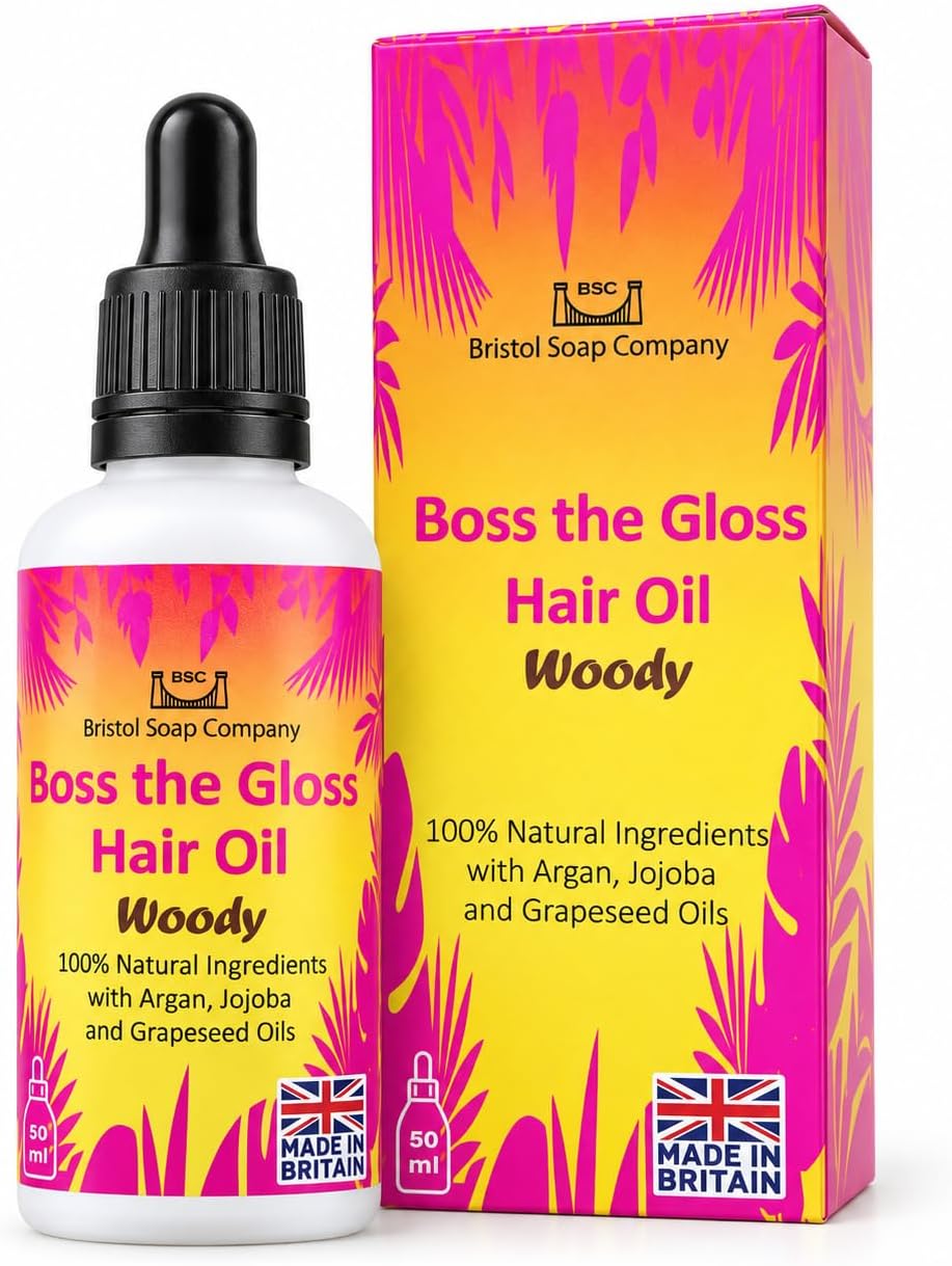 Boss the Gloss Hair Oil · Woody — original Bristol Soap Company product photograph